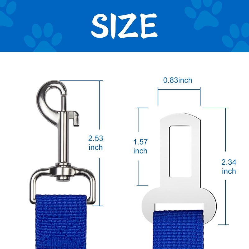 Frskcssd 2 PCS Dog Seat Belt for Car Adjustable Dog Car Harness Heavy Duty Nylon Dogs Safety Seat Belt (Black+Blue) - Image 3